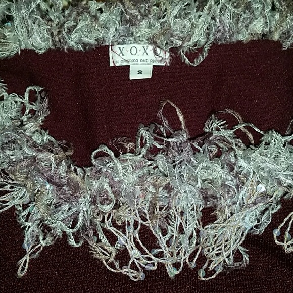 XOXO sparkle eyelash yarn collar sweaterish top - Picture 5 of 5